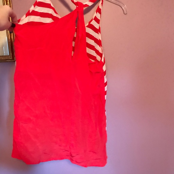 Red & White striped chiffon tank top - Picture 4 of 8